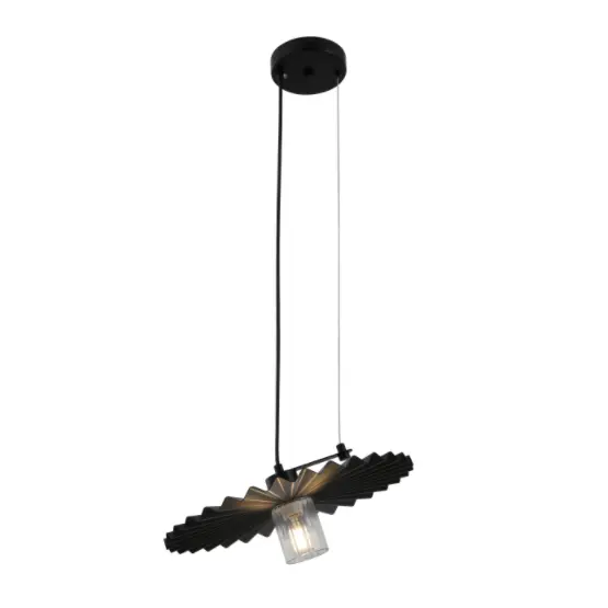 Pileli gölgeli minimalist siyah kolye lambası